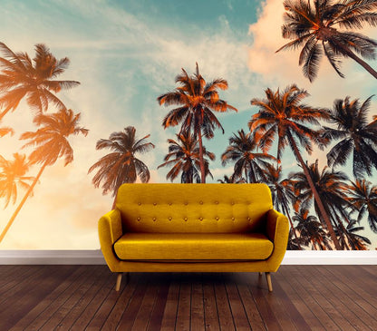 Wallpaper Murals Peel and Stick Removable Palm Trees on Sunset High Quality