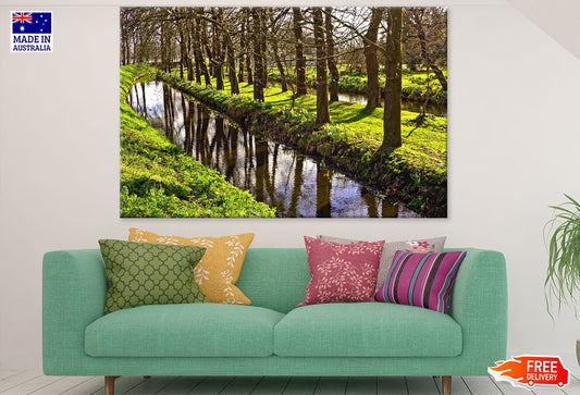 Trees Row Along Canal Photograph Print 100% Australian Made