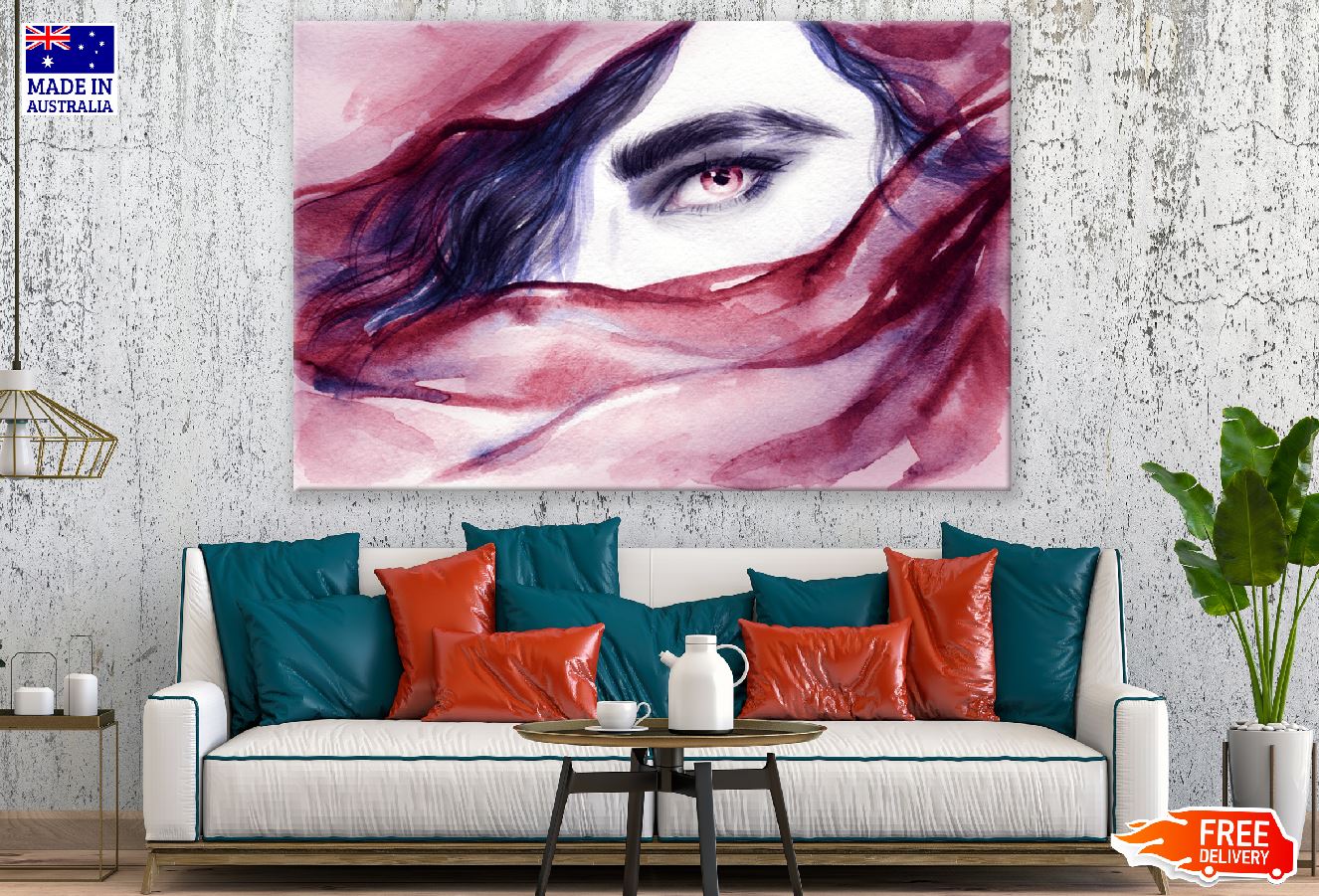 Vampire Eye Abstract Face Watercolor Painting Print 100% Australian Made