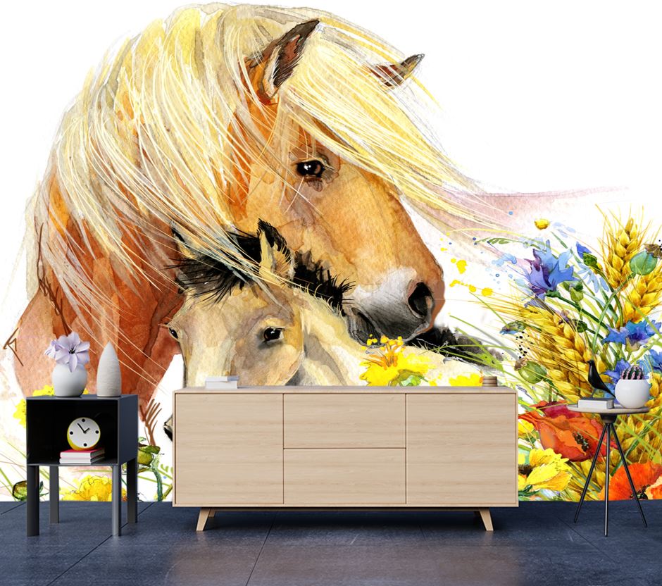 Wallpaper Murals Peel and Stick Removable Horses Portrait Painting High Quality