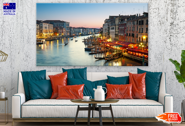 Canal in Venice with Boats Photograph Print 100% Australian Made