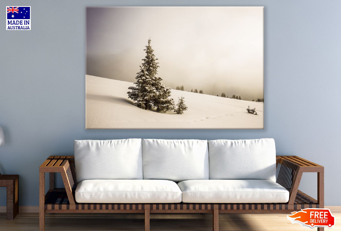 Snow Covered Christmas Tree Photograph Print 100% Australian Made