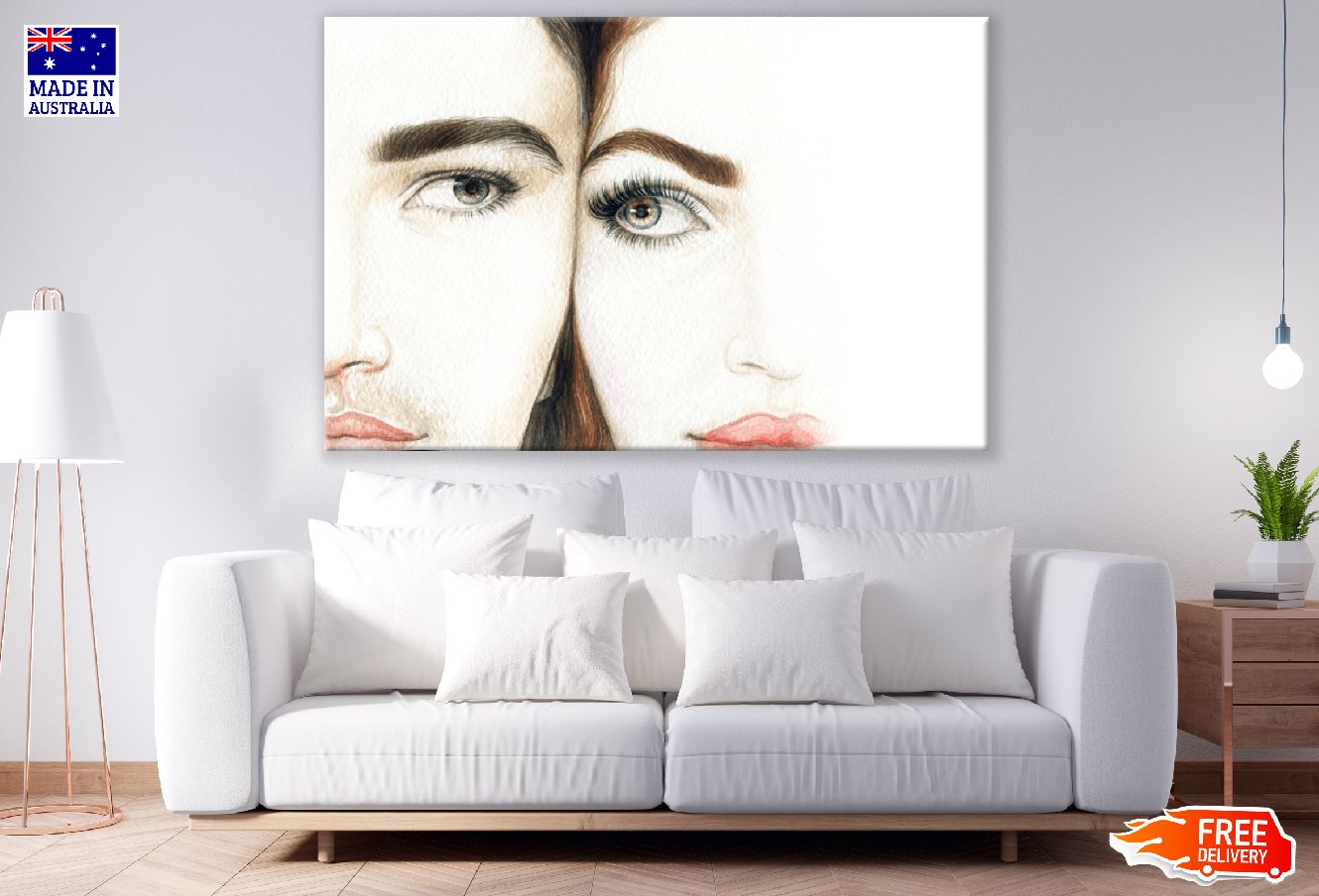 A Man and a Woman Eyes Watercolor Painting Print 100% Australian Made