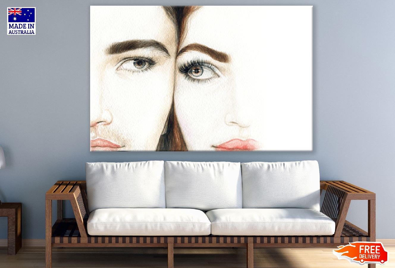 A Man and a Woman Eyes Watercolor Painting Print 100% Australian Made