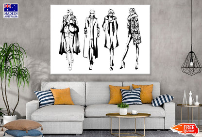 Women Modern Style B&W Vector Art Print 100% Australian Made