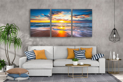 3 Set of Sea Sunset Scenery Photograph High Quality Print 100% Australian Made Wall Canvas Ready to Hang