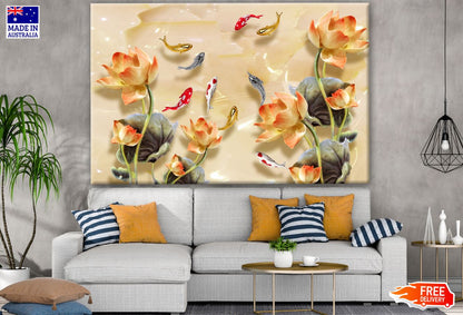 Colorful Fish & Floral Design Print 100% Australian Made