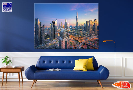 Skyscrapers at Sunset View Photograph Dubai Print 100% Australian Made