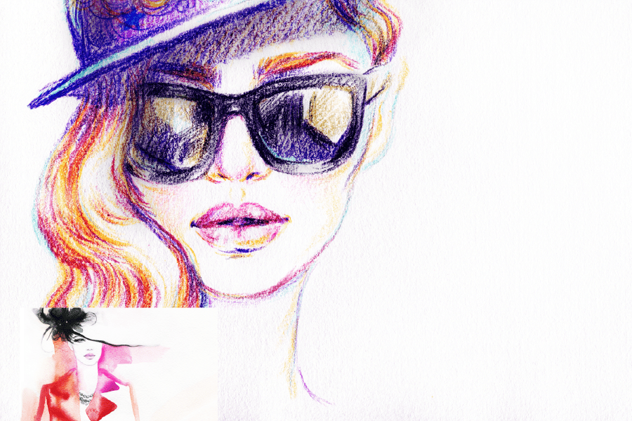 Woman Face with Sunglasses Fashion Watercolor Painting Print 100% Australian Made