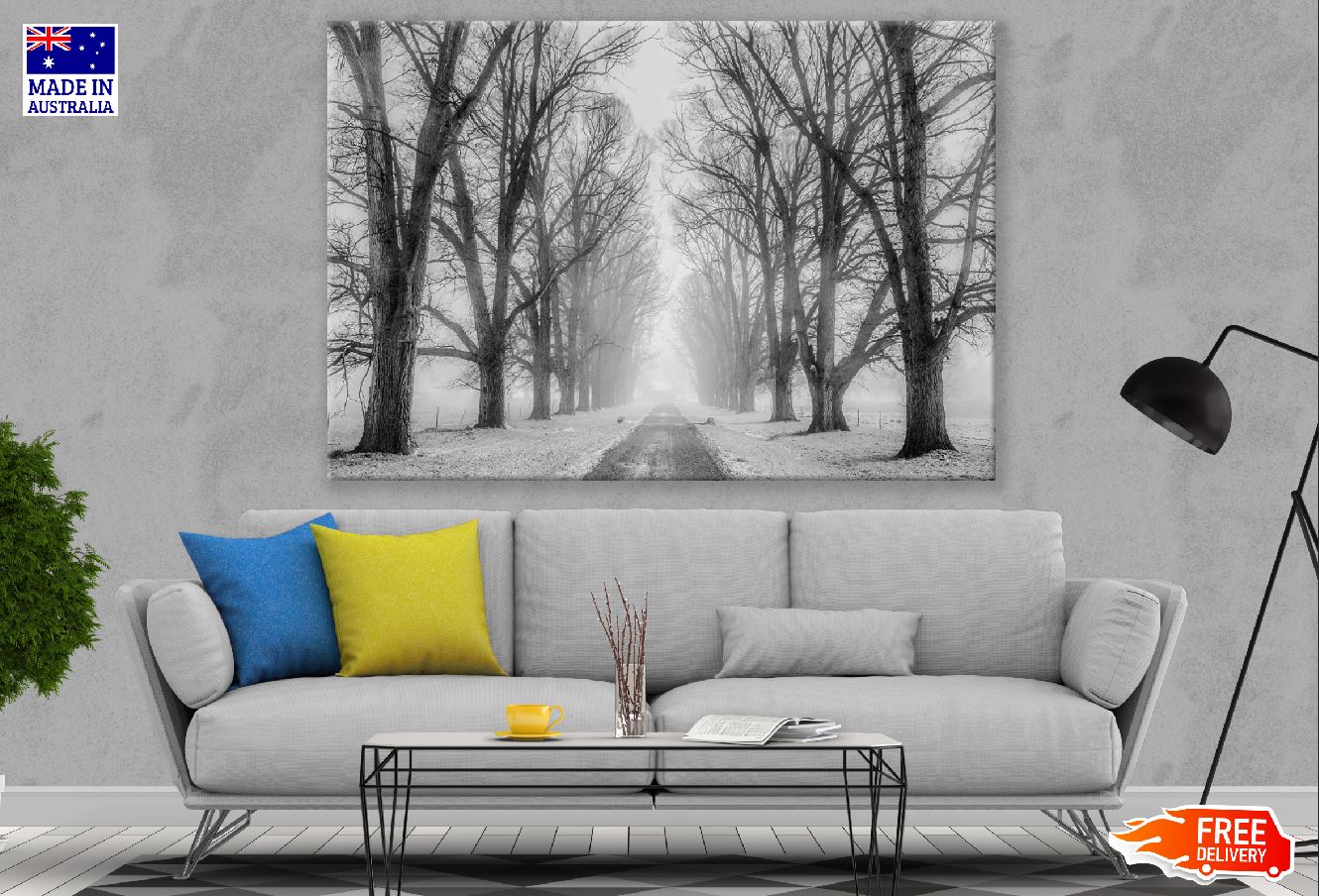 Road with Snow Covered Trees Photograph Print 100% Australian Made