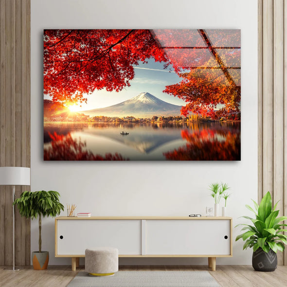 Mountain Lake & Autumn Forest Photograph Acrylic Glass Print Tempered Glass Wall Art 100% Made in Australia Ready to Hang