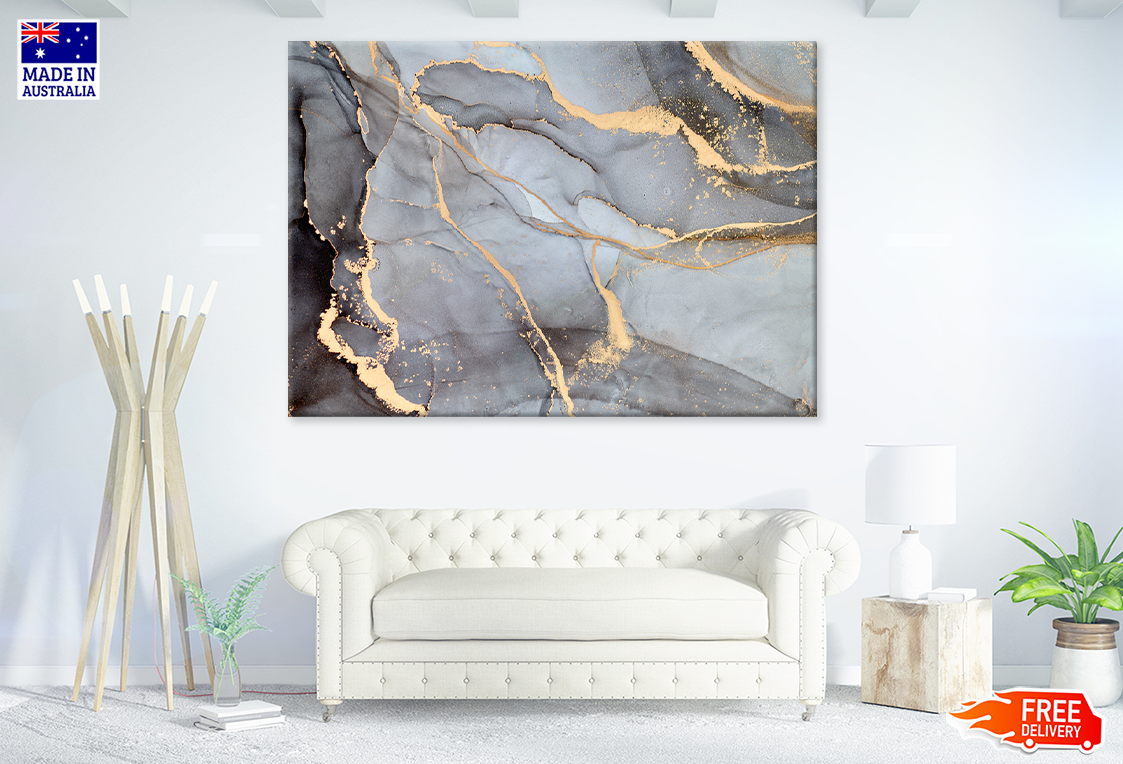 Gray & Gold Abstract Design Print 100% Australian Made