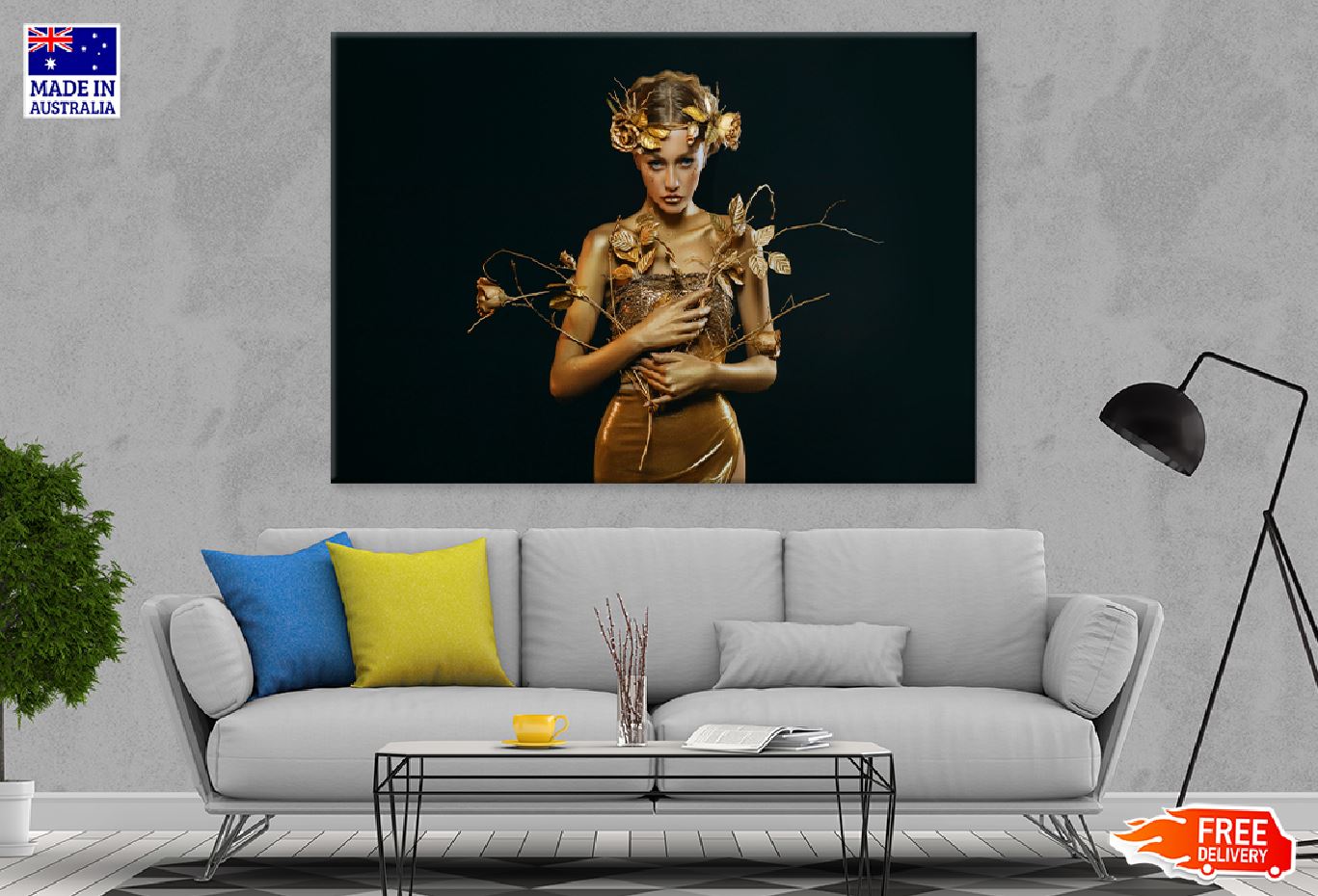 Golden Skin Girl Holds a Branch Photograph Print 100% Australian Made