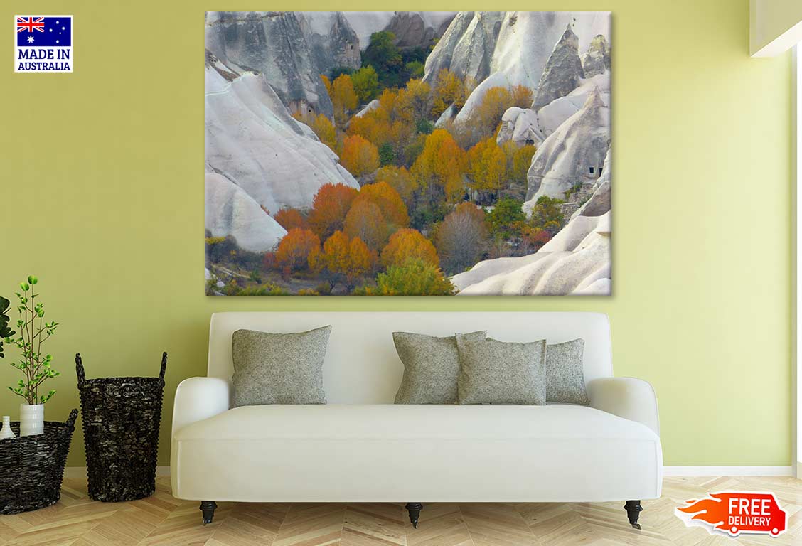 Autumn Trees & Rock Houses Photograph Print 100% Australian Made