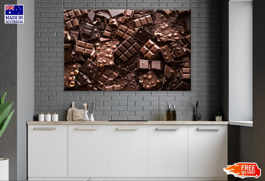 Assorted Chocolate Bar and Chunks Closeup Photograph Print 100% Australian Made