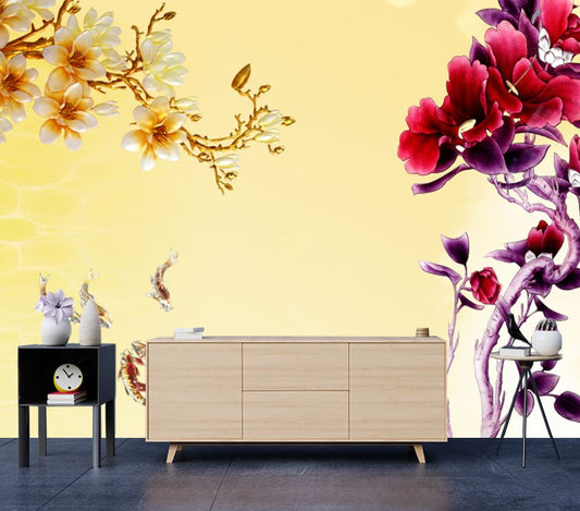 Wallpaper Murals Peel and Stick Removable Colorful Flower Design High Quality