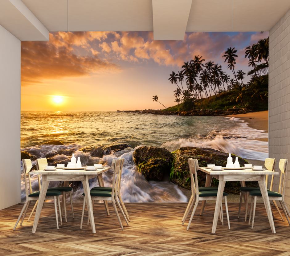 Wallpaper Murals Peel and Stick Removable Sunset Beach view High Quality