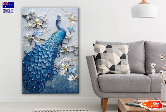 Peacock & Flowers 3D Design Print 100% Australian Made