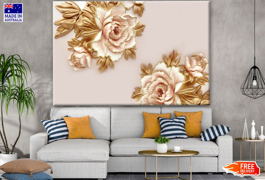 Gold Flowers 3D Design Print 100% Australian Made