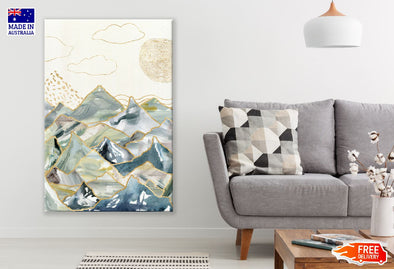 Mountains & Clouds Abstract Line Art Design Print 100% Australian Made