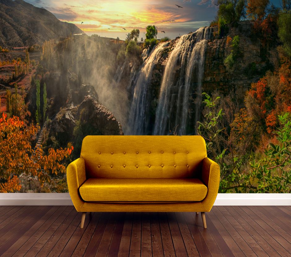 Wallpaper Murals Peel and Stick Removable Stunning Waterfall & Forest High Quality