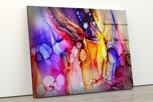 Colorful Abstract Watercolor Design Acrylic Glass Print Tempered Glass Wall Art 100% Made in Australia Ready to Hang