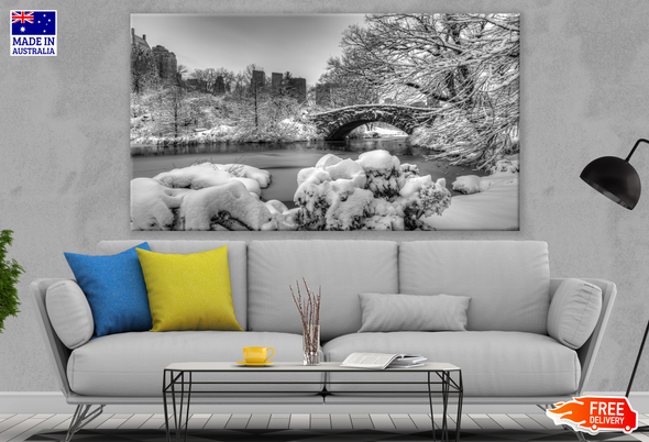 Snow Freezed Lake And Forest Photograph Print 100% Australian Made
