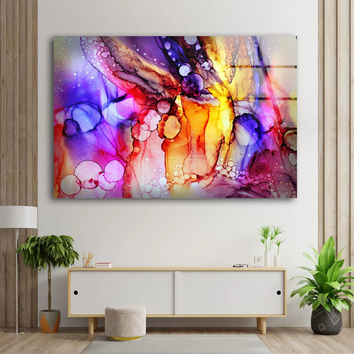 Colorful Abstract Watercolor Design Acrylic Glass Print Tempered Glass Wall Art 100% Made in Australia Ready to Hang