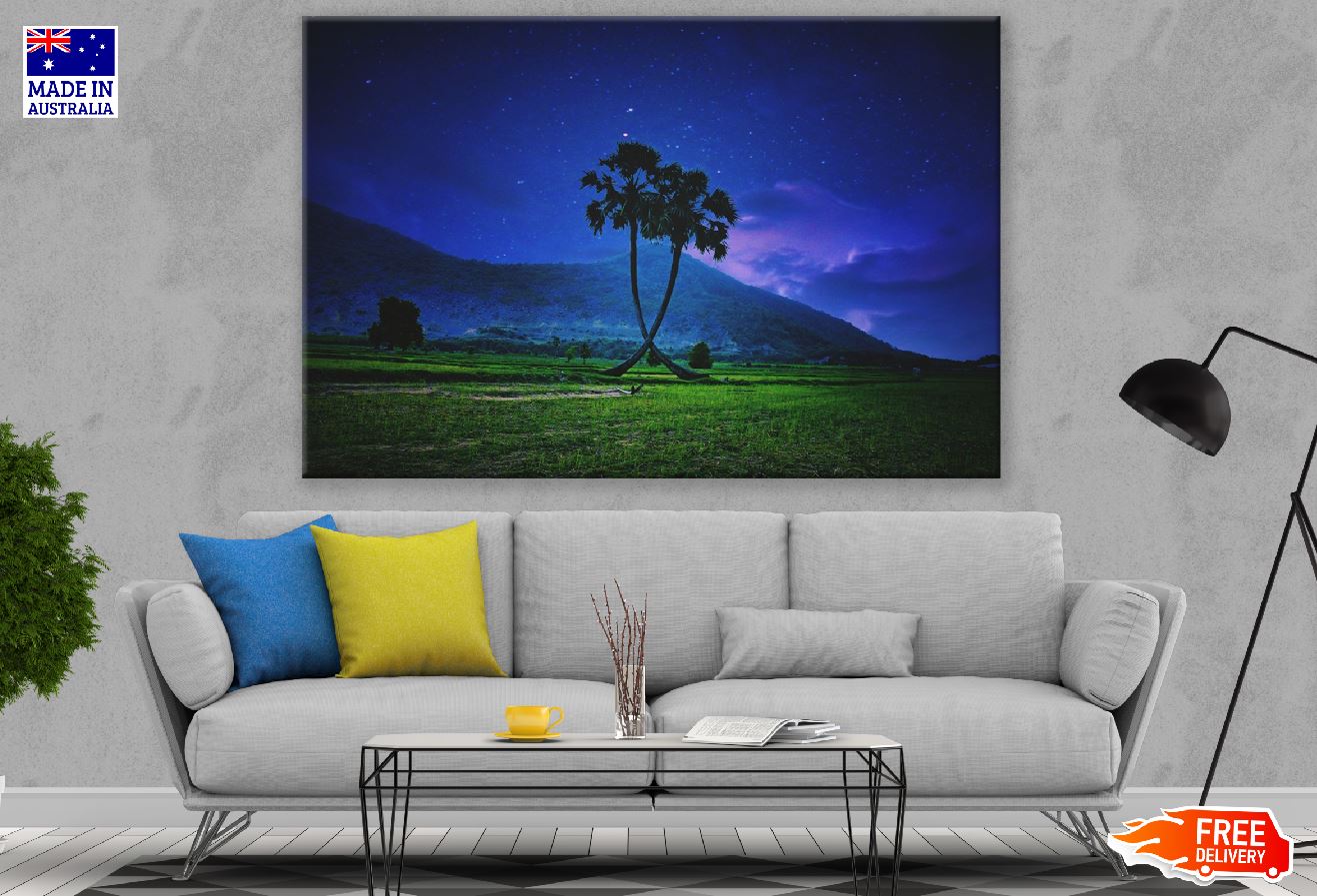 Landscape Palm Trees at Night Photograph Print 100% Australian Made