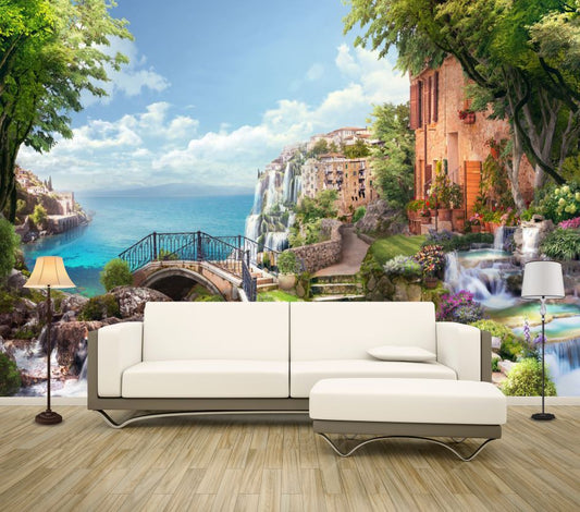 Wallpaper Murals Peel and Stick Removable Houses & Nature Painting High Quality