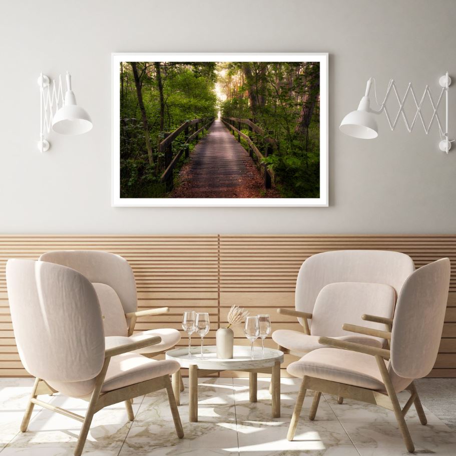 Wooden Bridge in Forest Scenery Home Decor Premium Quality Poster Print Choose Your Sizes