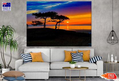 Trees Near Sea Sunset Photograph Print 100% Australian Made