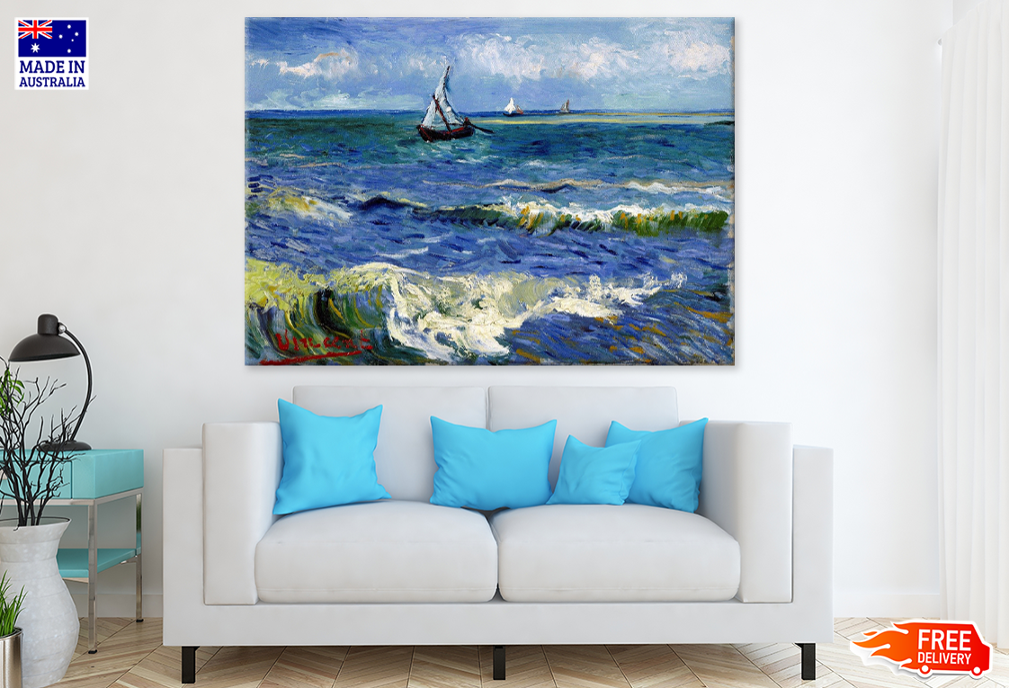 Boat On Sea Oil Painting Photograph Print 100% Australian Made