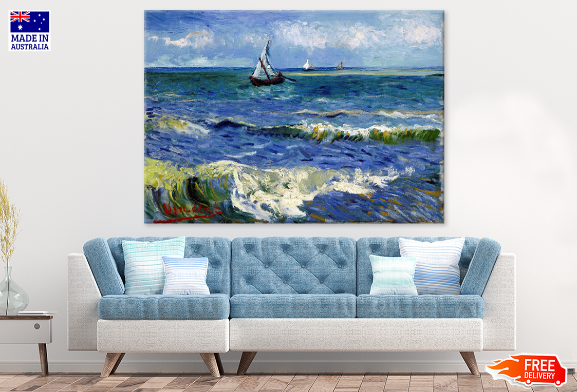 Boat On Sea Oil Painting Photograph Print 100% Australian Made