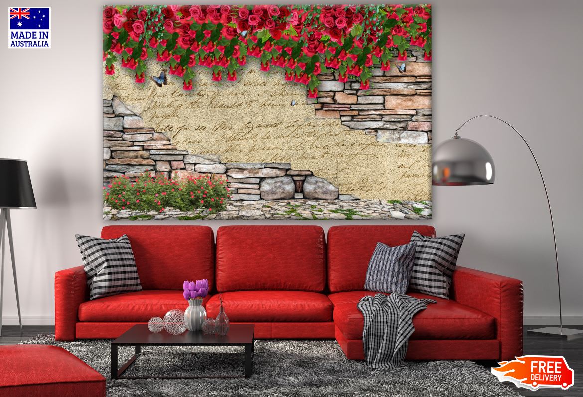 Wall & Rose Flowers Print 100% Australian Made
