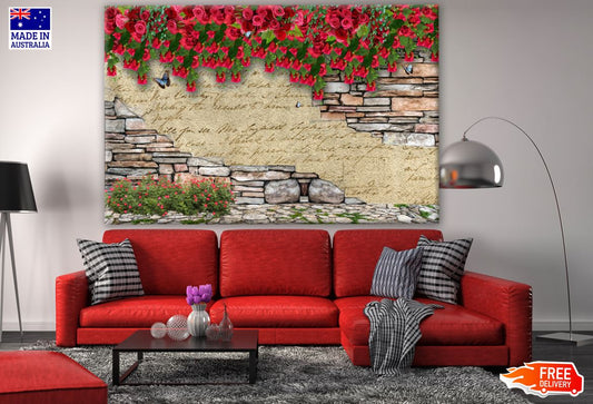Wall & Rose Flowers Print 100% Australian Made