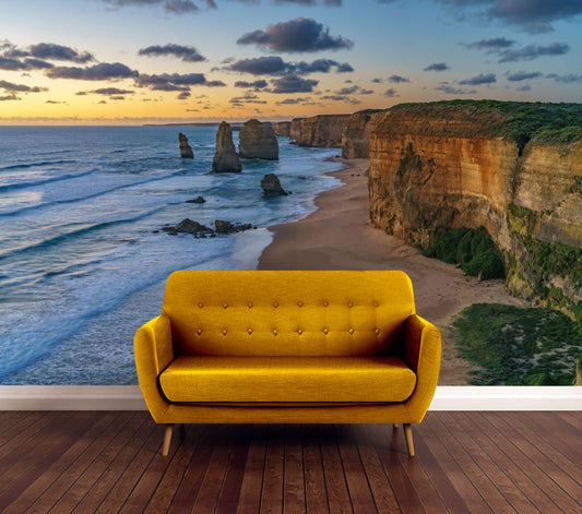 Wallpaper Murals Peel and Stick Removable Twelve Apostles Marine National Park in Australia at Sunset High Quality