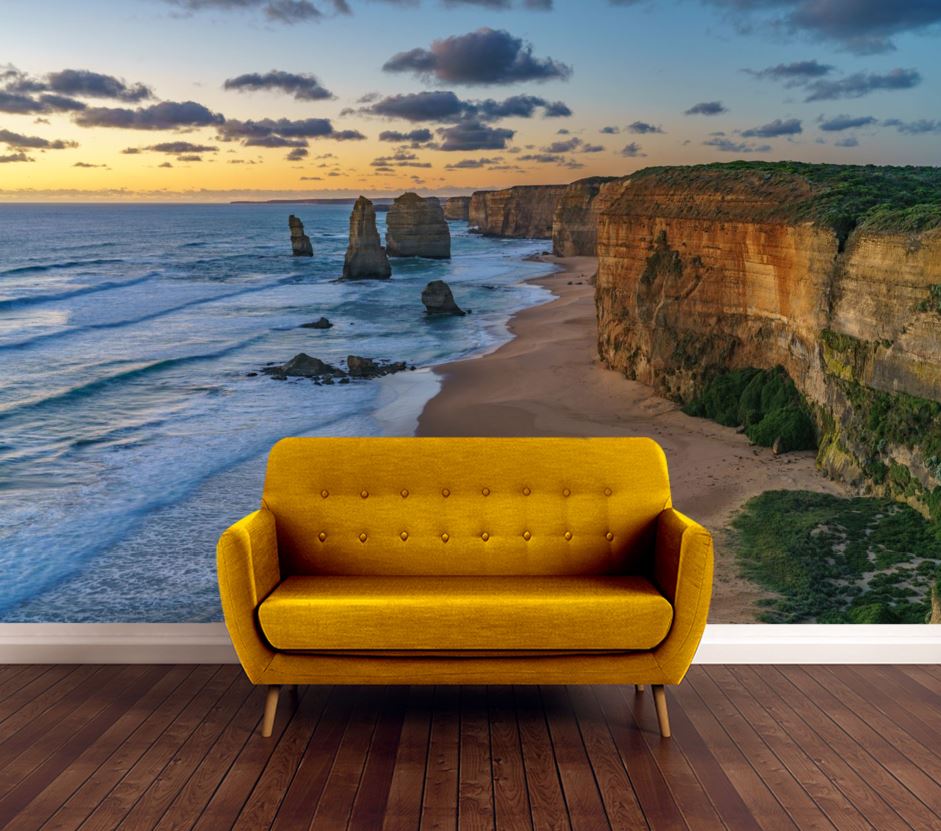 Wallpaper Murals Peel and Stick Removable Twelve Apostles Marine National Park in Australia at Sunset High Quality