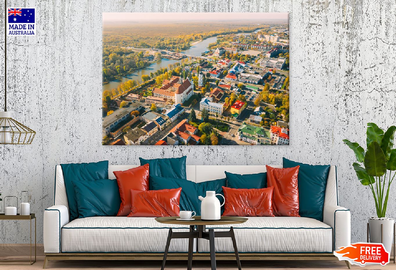 Pinsk Cityscape Skyline Aerial Photograph Print 100% Australian Made