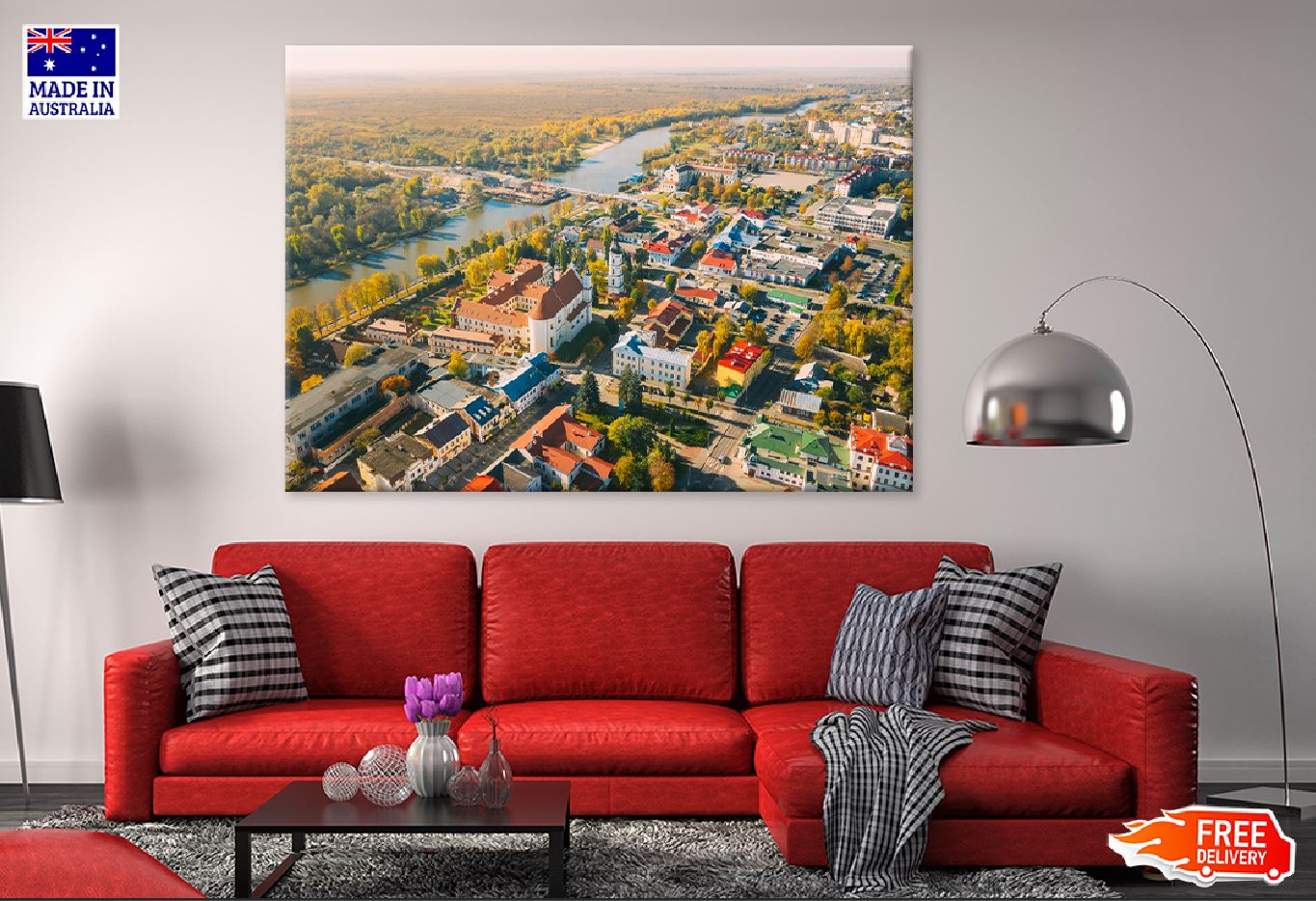 Pinsk Cityscape Skyline Aerial Photograph Print 100% Australian Made