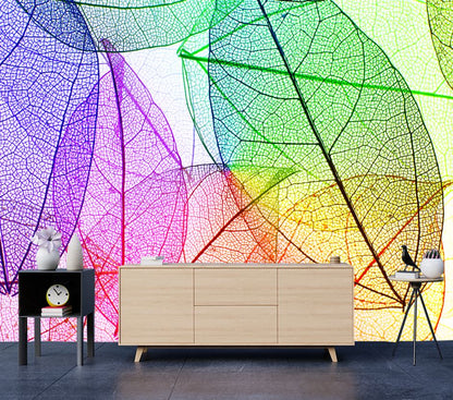 Wallpaper Murals Peel and Stick Removable Colorful Leaves High Quality