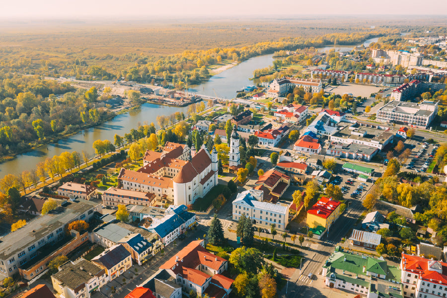 Pinsk Cityscape Skyline Aerial Photograph Print 100% Australian Made