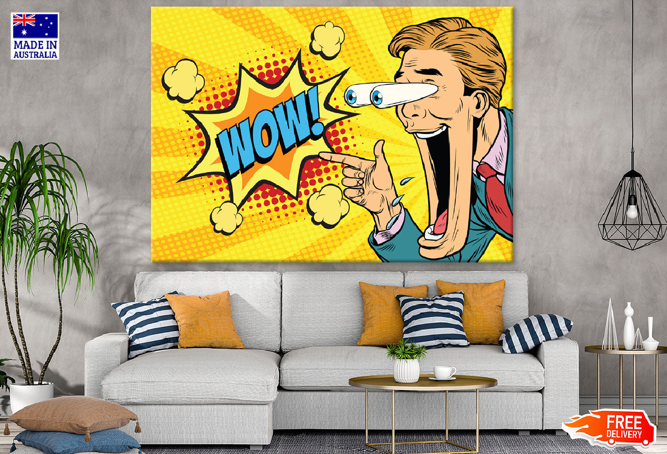 Wow Quote & Surprised Man Illustration Print 100% Australian Made