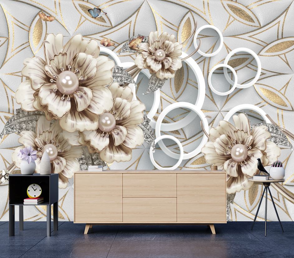 Wallpaper Murals Peel and Stick Removable Abstract 3D Floral ...