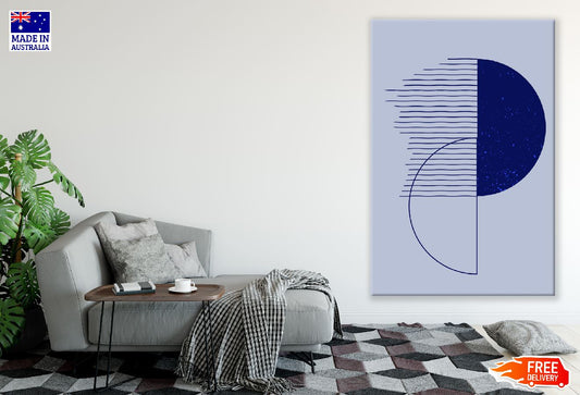 Circle & Lines in Blue Colors Line Art Design Print 100% Australian Made