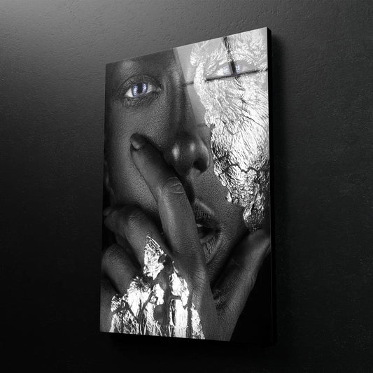 Black & Silver Girl Face Makeup Portrait Photograph Acrylic Glass Print Tempered Glass Wall Art 100% Made in Australia Ready to Hang