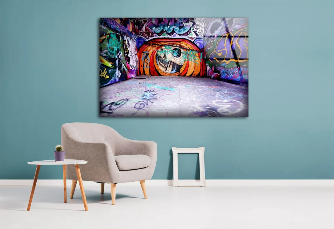 Colorful Abstract Wall Graffiti Art Acrylic Glass Print Tempered Glass Wall Art 100% Made in Australia Ready to Hang