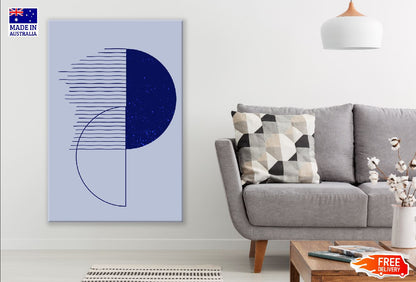 Circle & Lines in Blue Colors Line Art Design Print 100% Australian Made