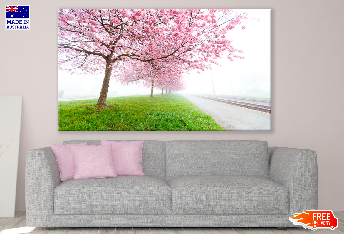 Cherry Blossom Trees Mist Print 100% Australian Made