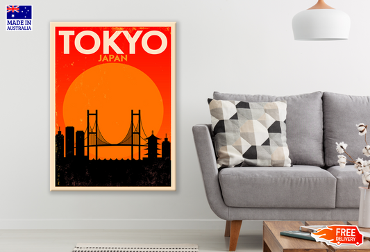 Japan Tokyo Bridge Vector Poster Print 100% Australian Made